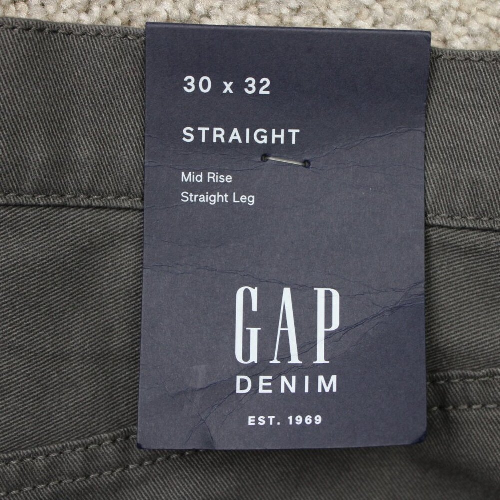 GAP Denim Chino Pants NWT Mens 30x32 Gray Straight Leg Flat Front Mid Rise - Picture 8 of 15
